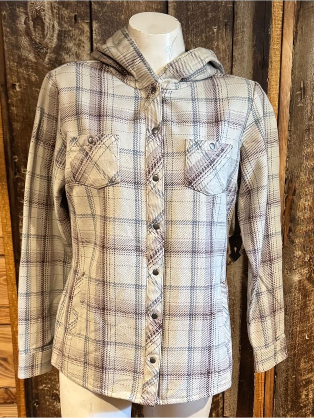 Kuhl Kleo Plaid Hooded Snap-Front Shirt Jacket